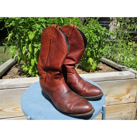 Tony Lama Cowboy Boots Men 10 EEE 3E Brown Leather Western Work Wear - Picture 2 of 13